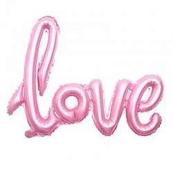Шар Х 39" Фигура, Надпись  "Love", Розовый, в упаковке