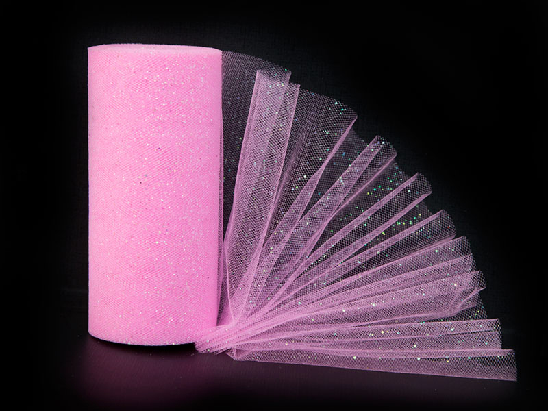 упаковка для подарка Фатин с блестками 15 см х 22,8 м (25 ярд) розовый