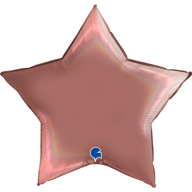 Шар Г 36" Звезда, Розовое золото, Голография