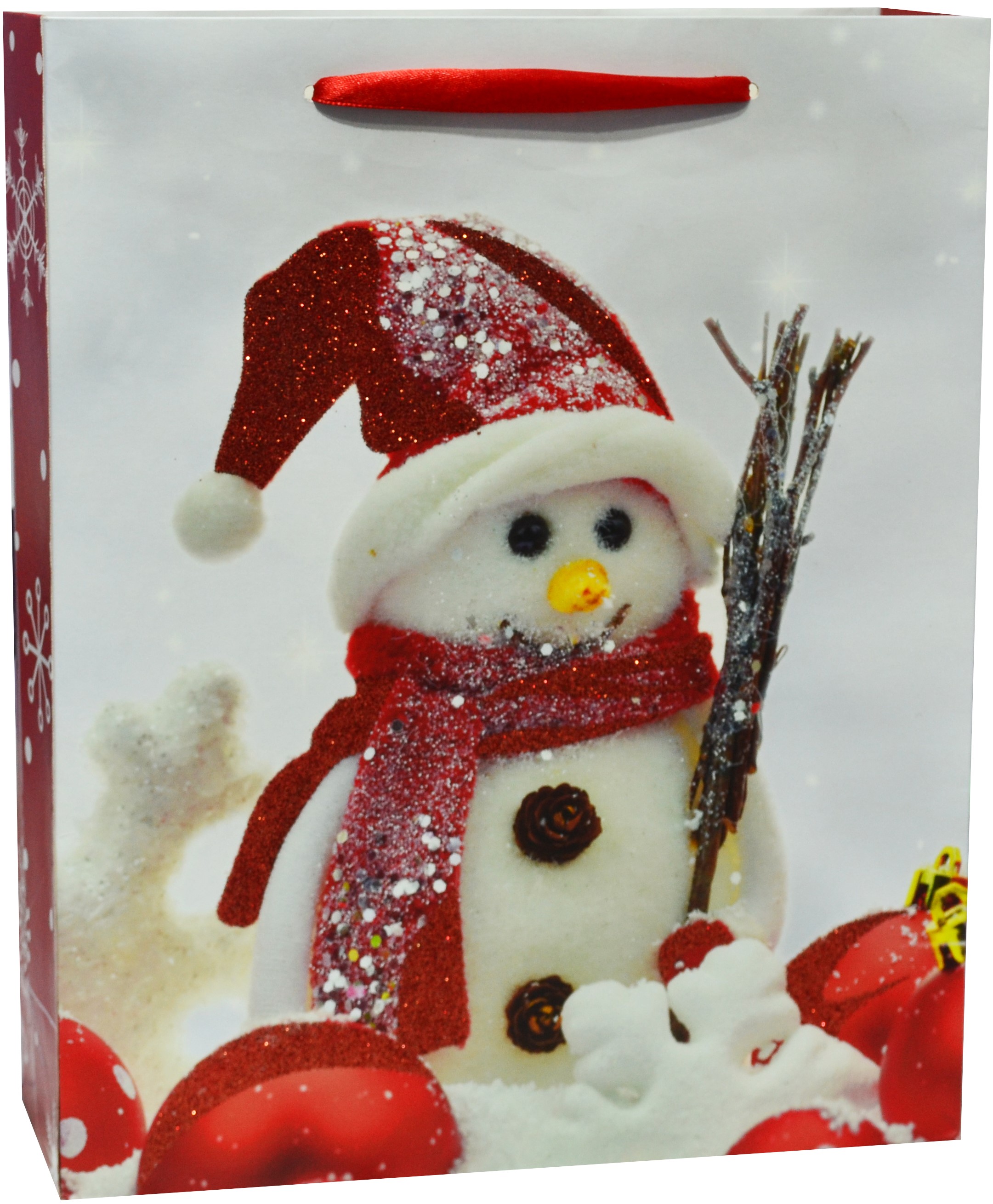 Пакет подарочный Маленький снеговичок, с блестками, 32*26*10 см /ДБ