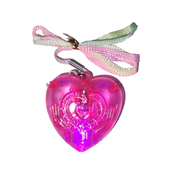 Подвеска Сердце, светящиеся, розовый 4 см /Сф  AKC10180