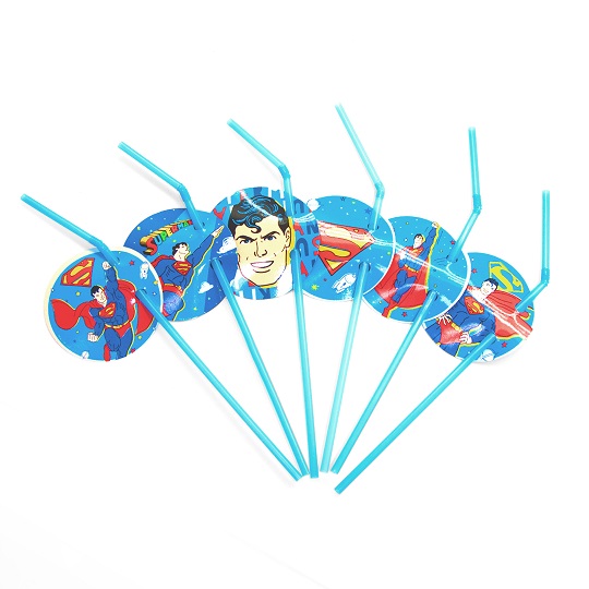 Трубочки для коктейля Супермен, Синий, 6 шт