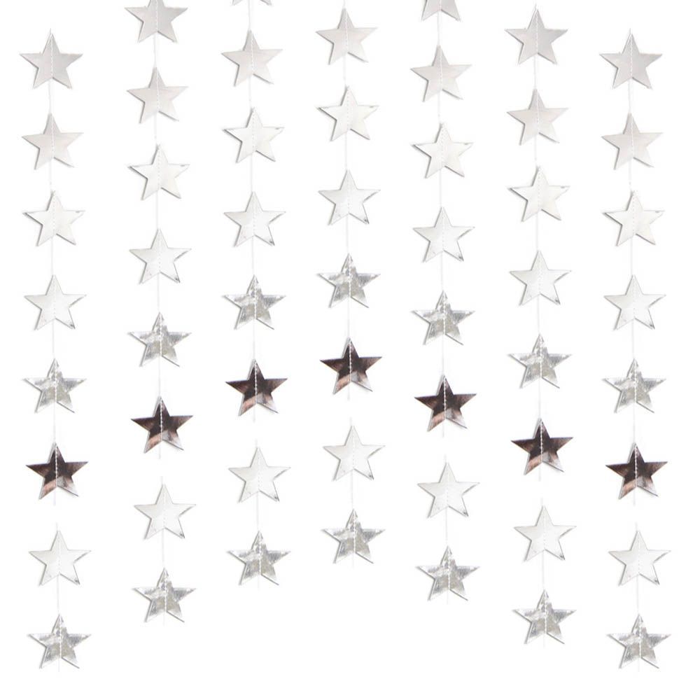 Гирлянда "Звезды" металлик 10 см х 4 м, серебро /Мо