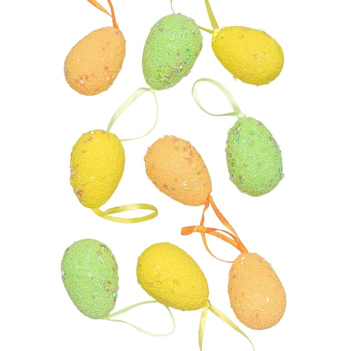 Яйца с лентой, желтый + зеленый + светло-оранжевый, 9 шт 