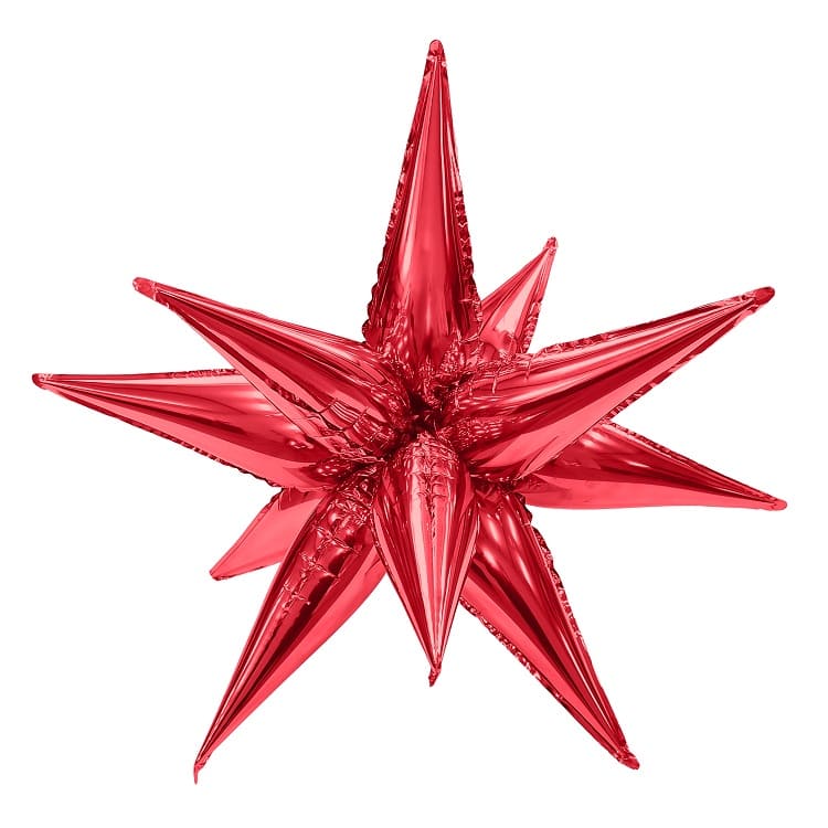 Шар Ag 41" Фигура 3D, Звезда составная, Красный, инд. упак.