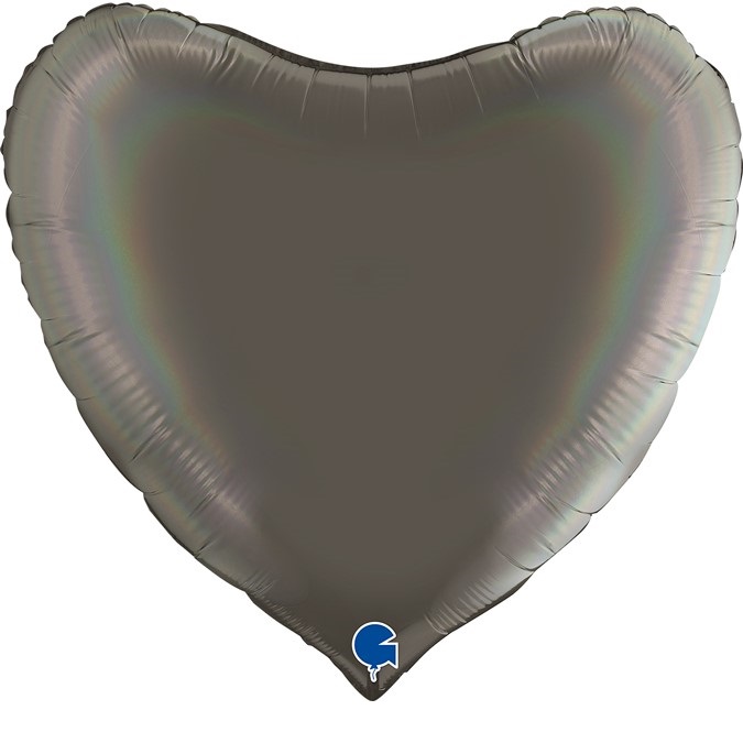 Шар Г 36" Сердце, Платина. Голография