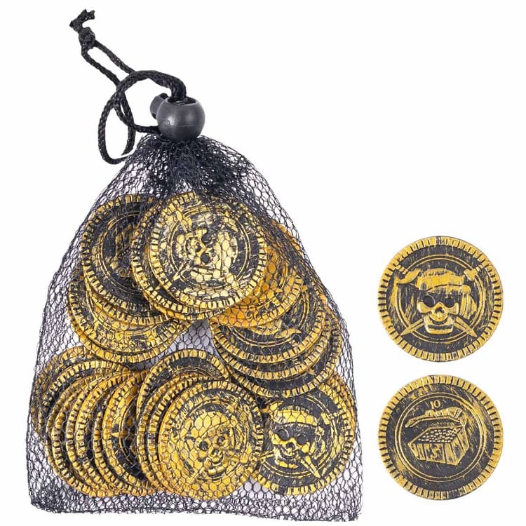 Монеты Пиратские, сундук, золотые. 30 шт 