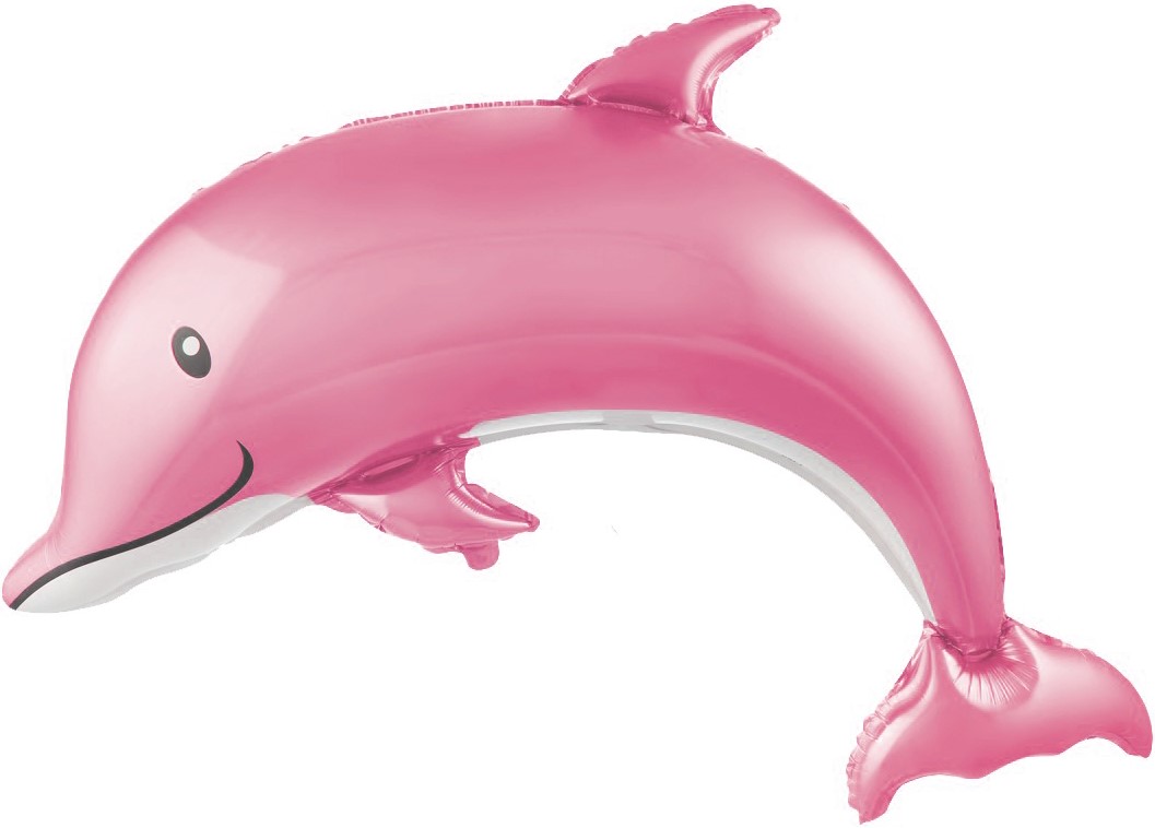 Шар Х Фигура, Счастливый дельфин, Розовый, 46"/117 см