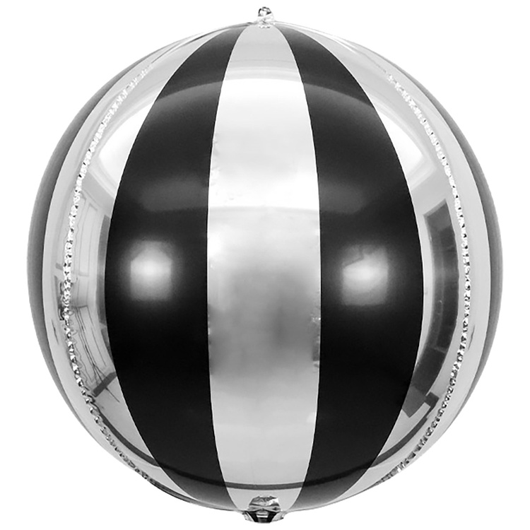 Шар Х 22" 3D, Сфера б/рис, Секторы Black Silver