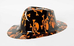 Шляпа Оранжевый череп с большими полями /ДБ