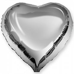 Шар Х с клапаном Мини-сердце, Серебро (10''/25 см) 