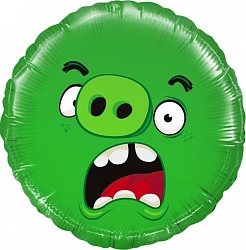 Шар Ag 18" Круг, Angry Berds, Зеленый