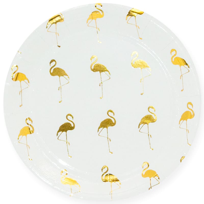 Тарелки бумажные Золотой Фламинго, Белый, 7"/18 см, 6 шт./ДБ