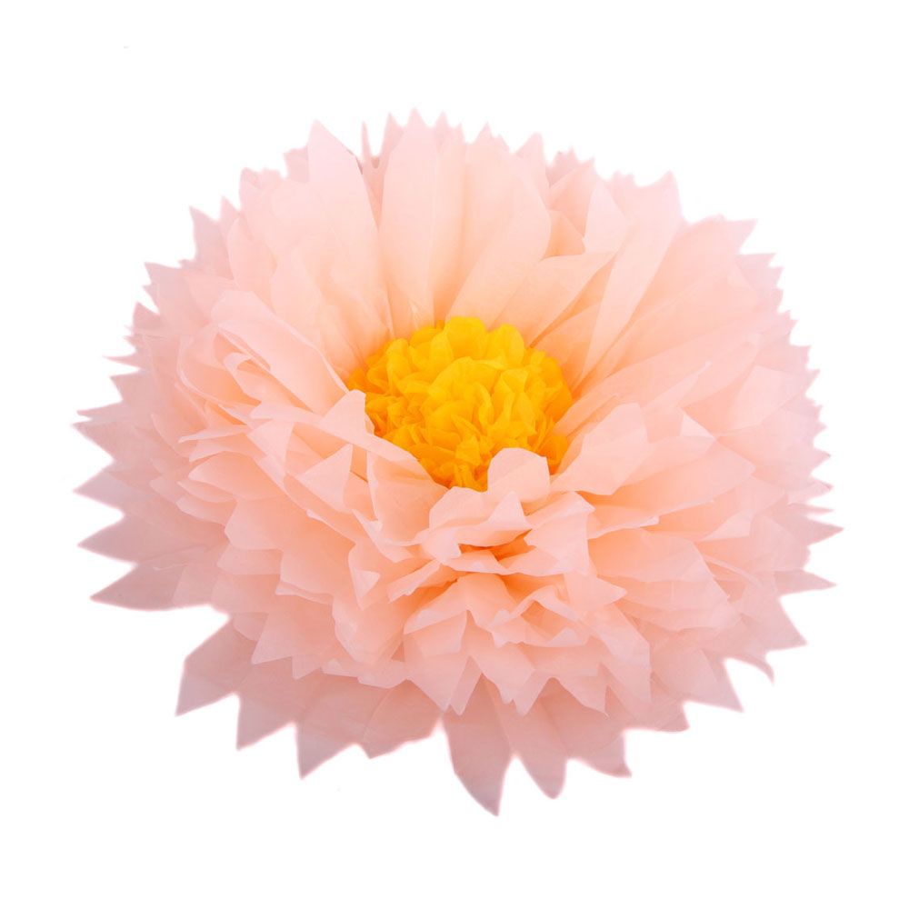 Бумажный цветок 40 см персиковый+ярко-желтый/Мо