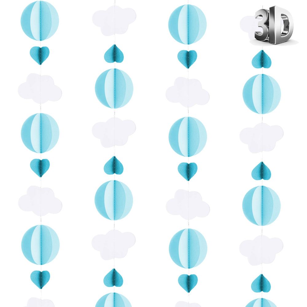 Гирлянда Кружочки в облаках 3D 2,8м, голубой 