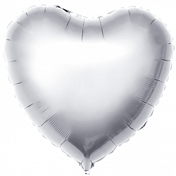 Шар Ag 19" Сердце, Серебро Металлик 