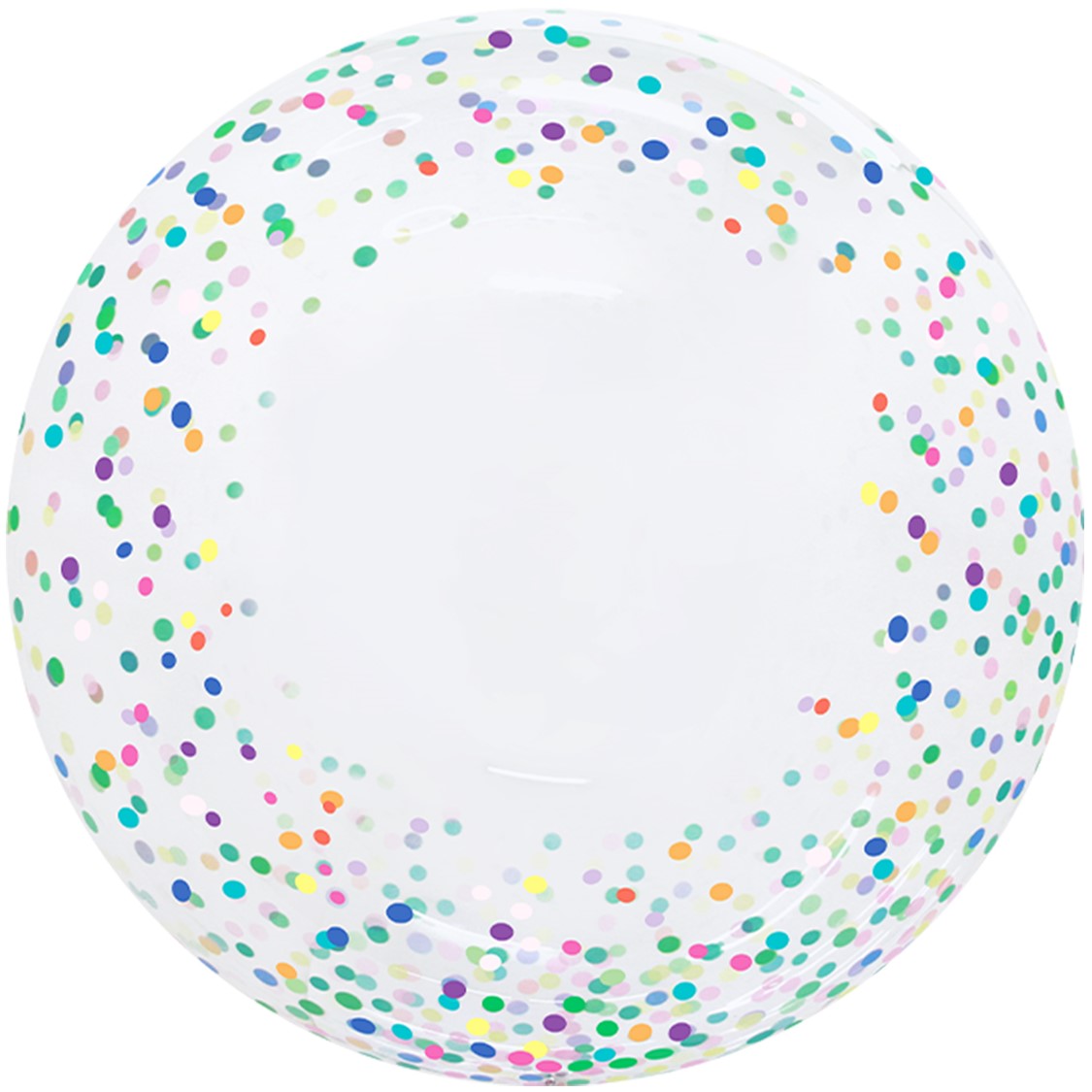 Шар Х 20" Сфера 3D, Deco Bubble, Разноцветное конфетти, Прозрачный, Кристалл, 1 шт. в упак.