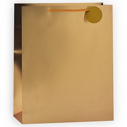 Пакет подарочный Однотонный, Золото, 26*32*13 см