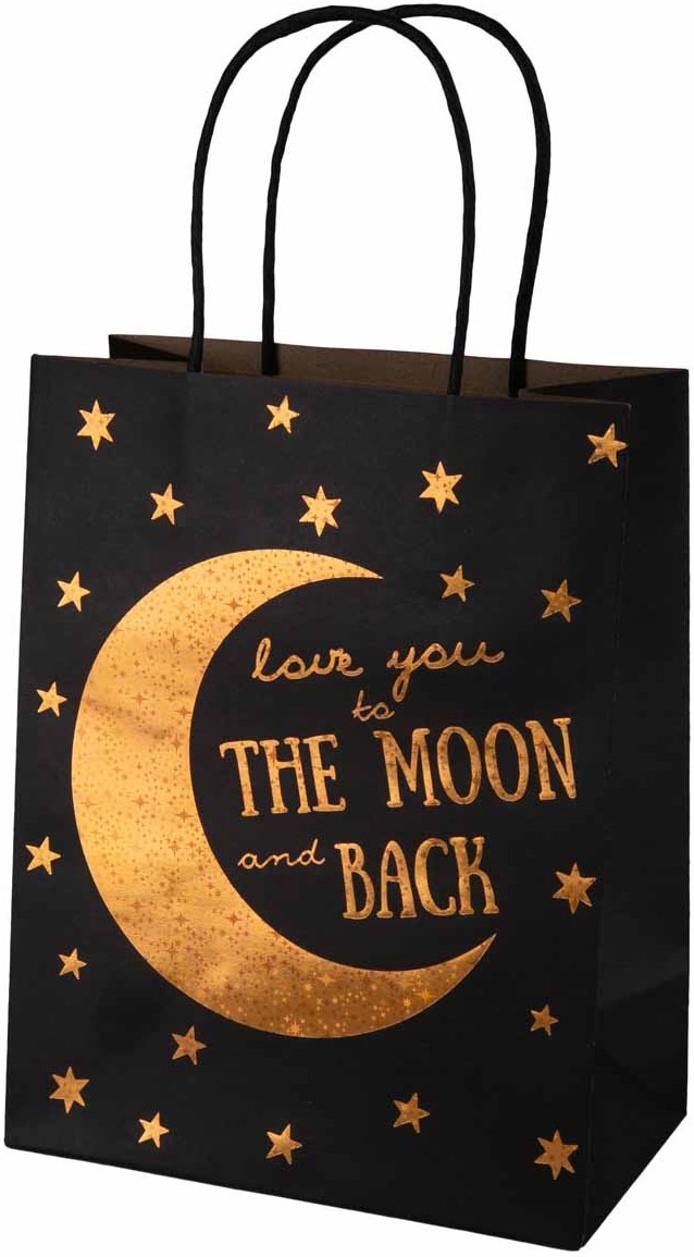 Пакет подарочный Лунная любовь, Черный, металлик, 23*18*10 см