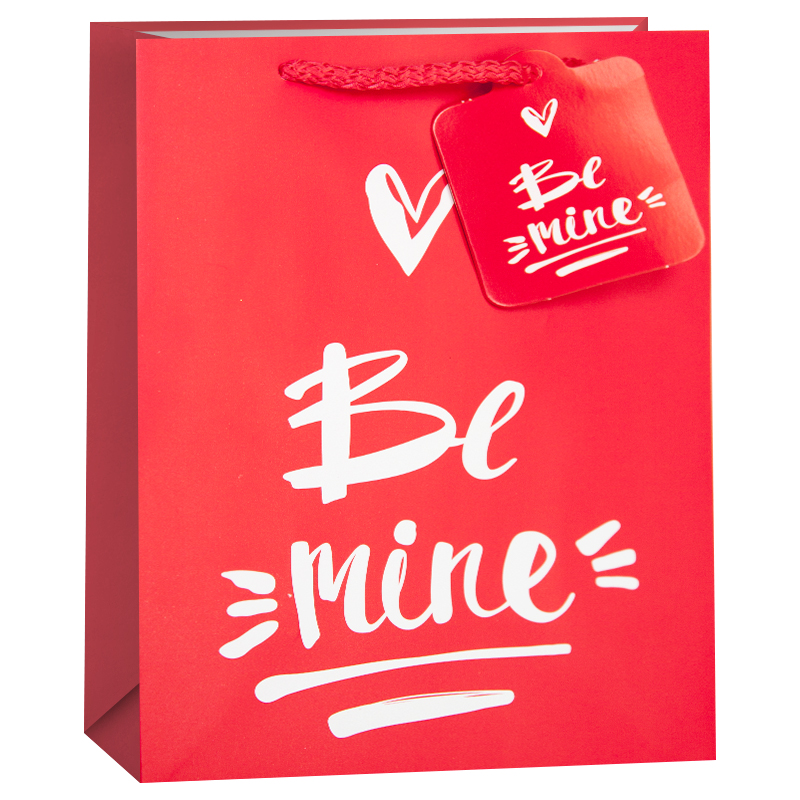 Пакет подарочный Надпись мелом (сердечко), Красный, 32*26*13 см