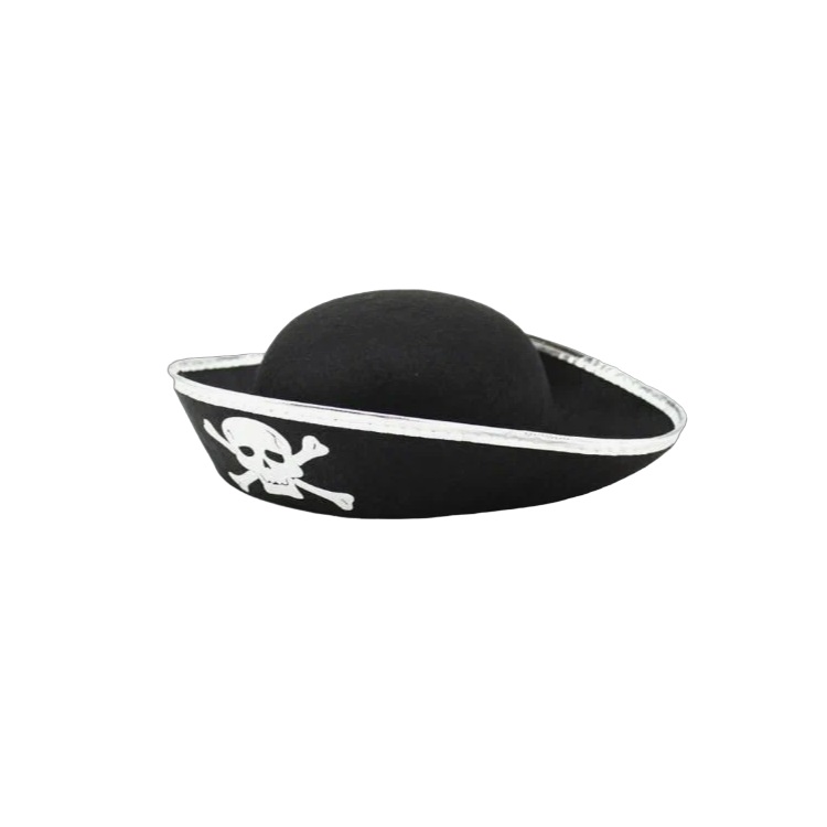 Шляпа пирата черная с серебряной тесьмой/Сф