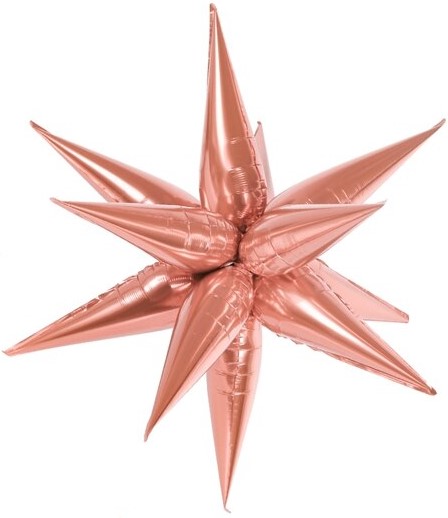 Шар Х Звезда, составная, розовое золото, 26"/66 см.