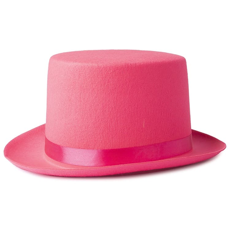 Шляпа Цилиндр, фетр, Ярко-розовый