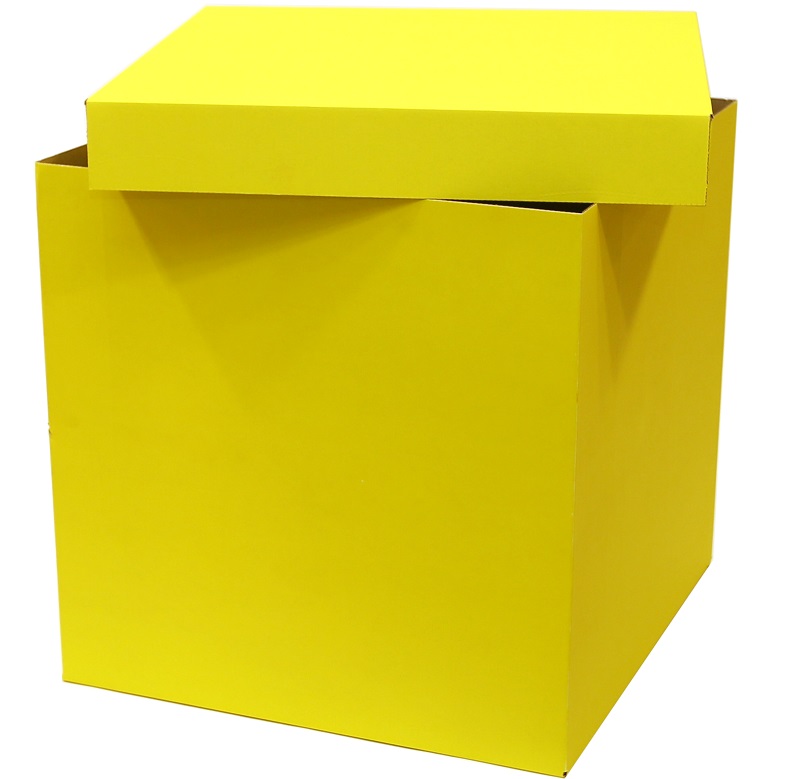 Коробка сюрприз для воздушных шаров, Желтая, 70*70*70 см, 1 шт.