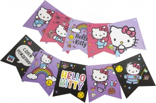 Гирлянда-Флажки Hello Kitty, С Днем Рождения, Ассорти, 300 см