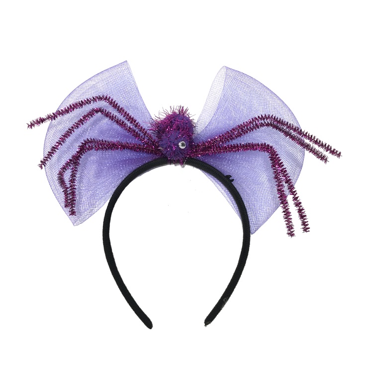 Ободок Бант с пауком большим фиолетовый/Сф
