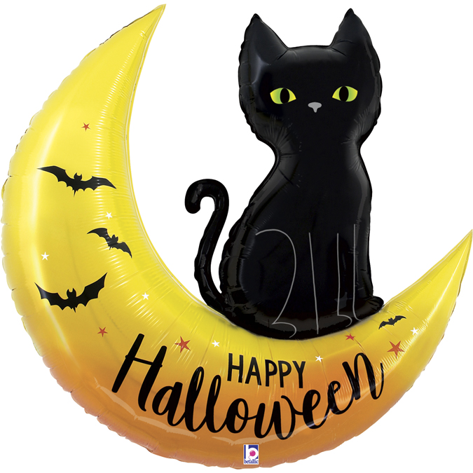 Шар Г Фигура, Черная кошка на Хэллоуин, 1 шт. 41"/104 см