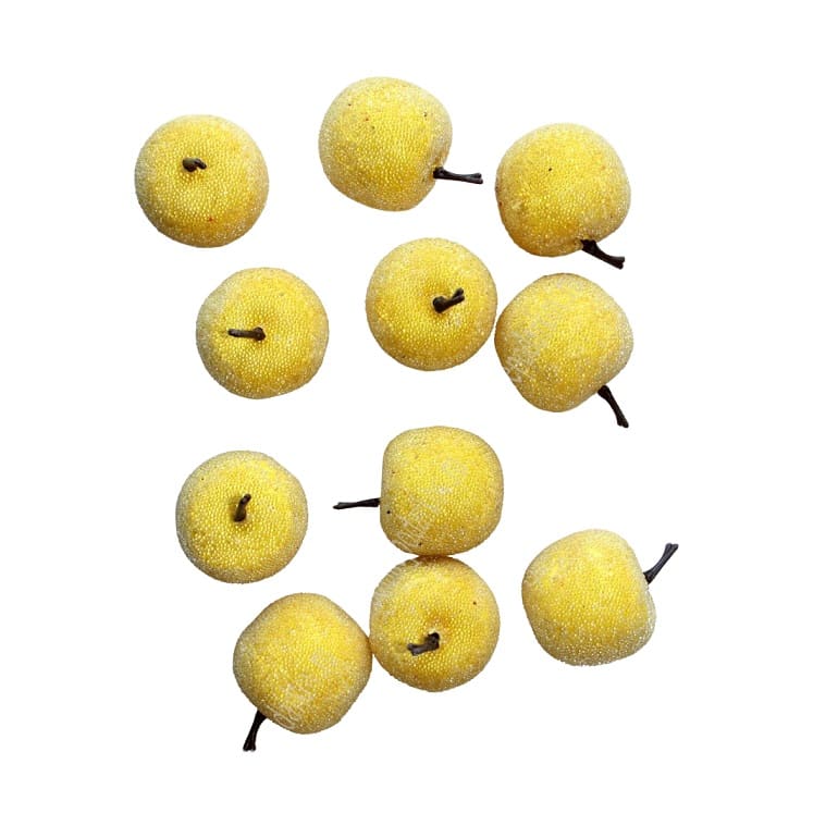 Муляж декоративный яблоко засахаренное, желтое, SF-1215, 5 шт