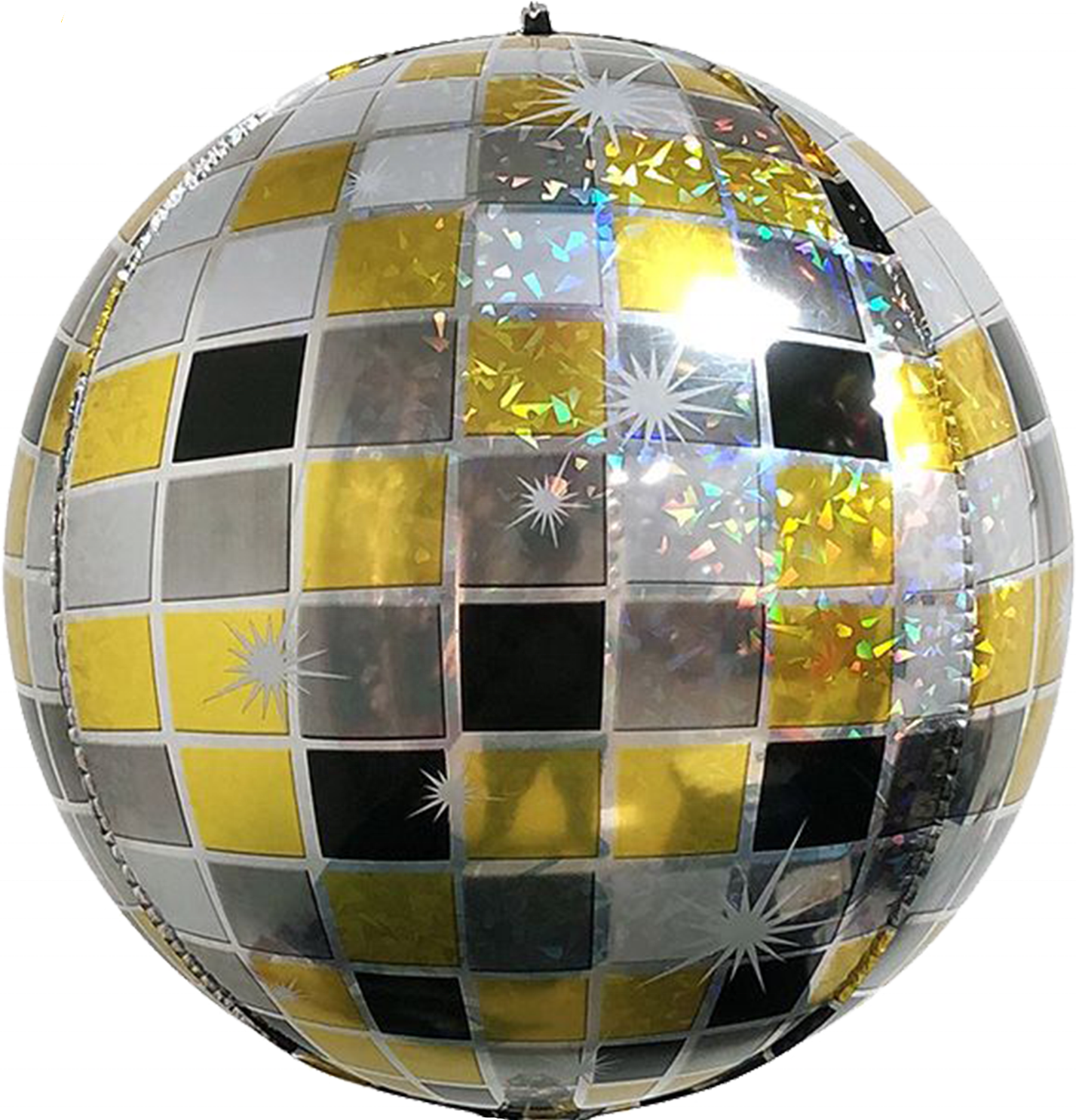 Шар Х Сфера 3D, Сверкающее диско, Черный/Золото, Голография, 1 шт.(22"/56 см)