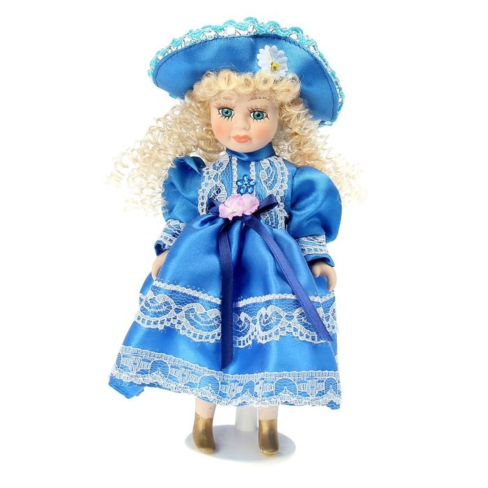Кукла коллекционная "Агата в голубом платьице" 23 см
