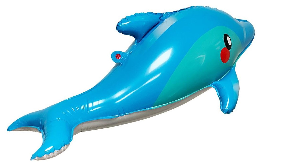 Шар Х ХОД, Дельфин, голубой, 1 шт., 37"/94 см.