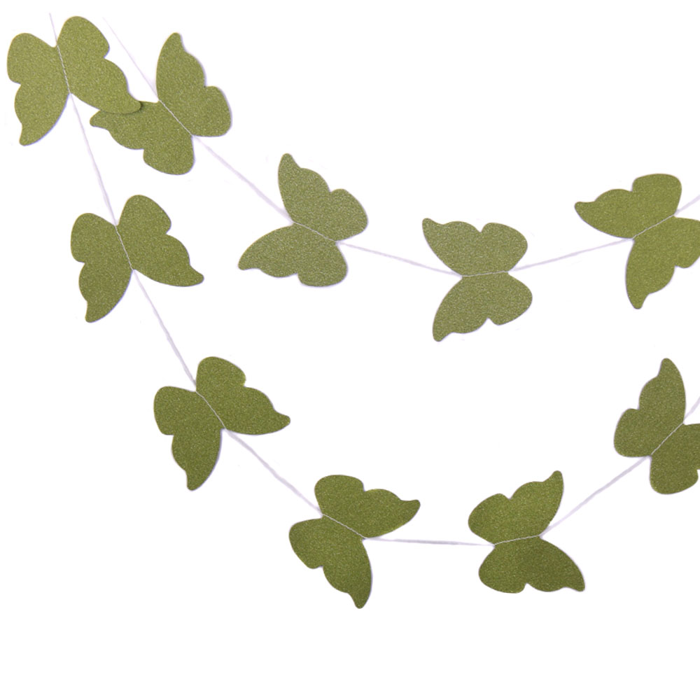 Гирлянда "Бабочки" блеск зеленая 10 см х 2,5 м/Мо