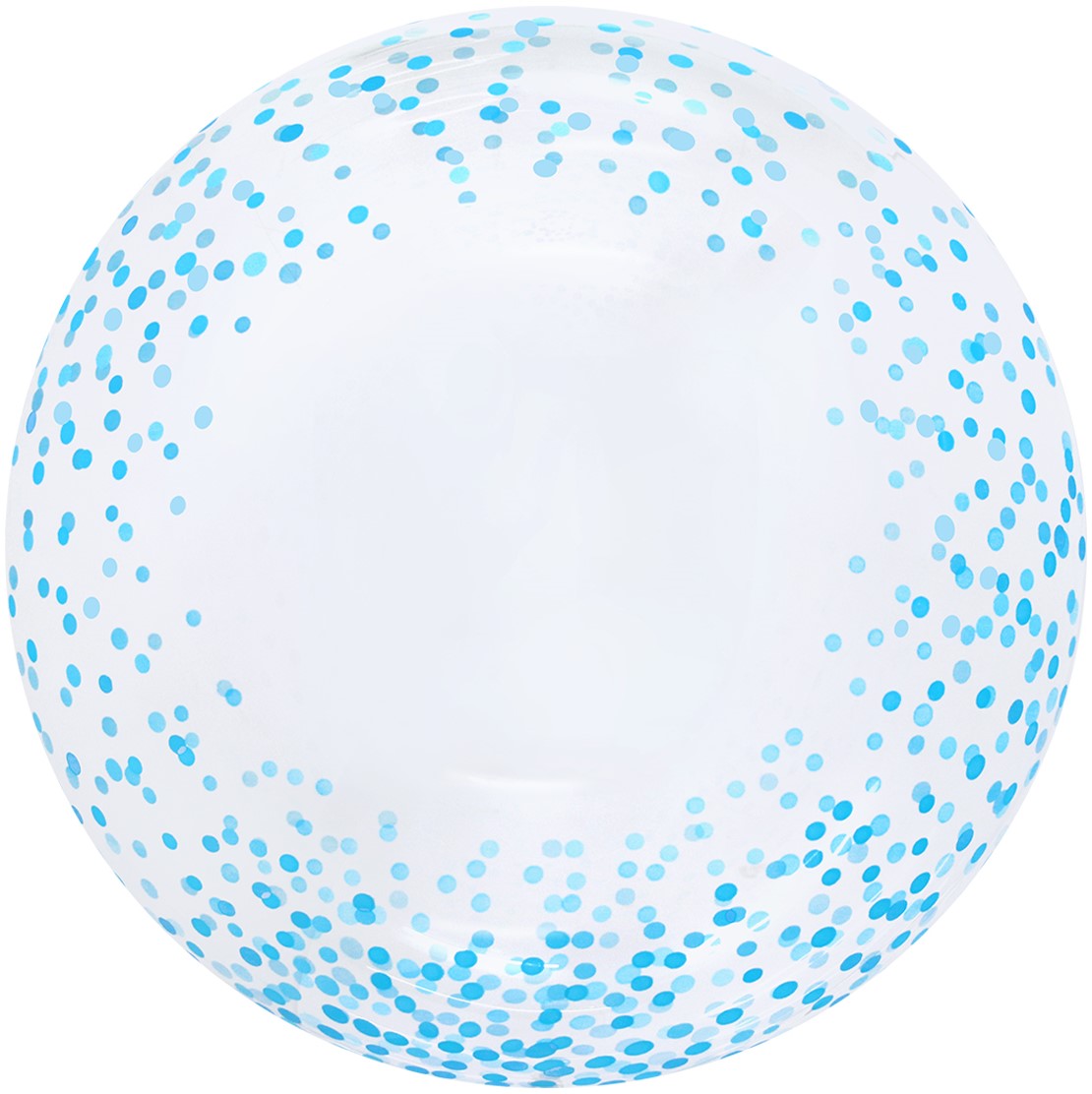 Шар Х 20" Сфера 3D, Deco Bubble, Голубое конфетти, Прозрачный, Кристалл, 1 шт. в упак.