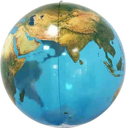 Шар Сфера 3D 22", Планета Земля, Глобус, 1 шт.