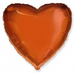 Шар Ф 18" Сердце, Оранжевый, 5 шт.