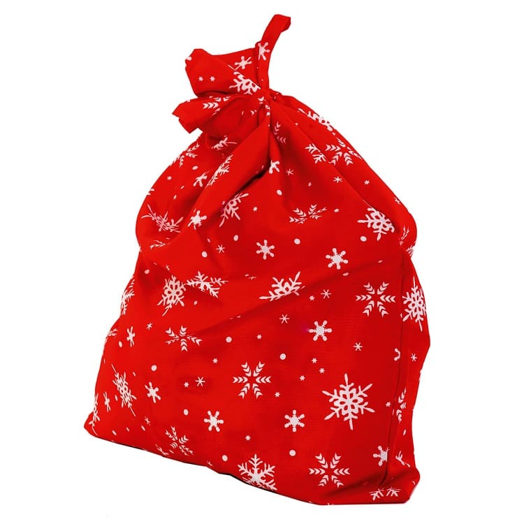 Мешок Деда Мороза, красный со снежинками