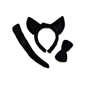 Набор (ушки, бантик, хвостик) "Кошка", черный/ДБ