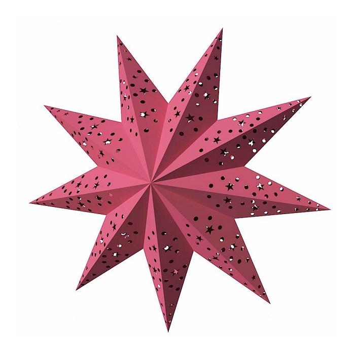 Звезда бум. семиконечная, точки и звезды, красный, 35 см /Мо