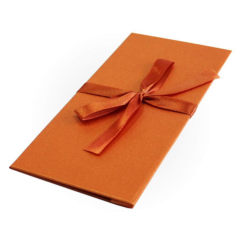 Конверт для денег, Ромб оранжевый, лента медь (Прямоугольник, 17,2*8,3 см)