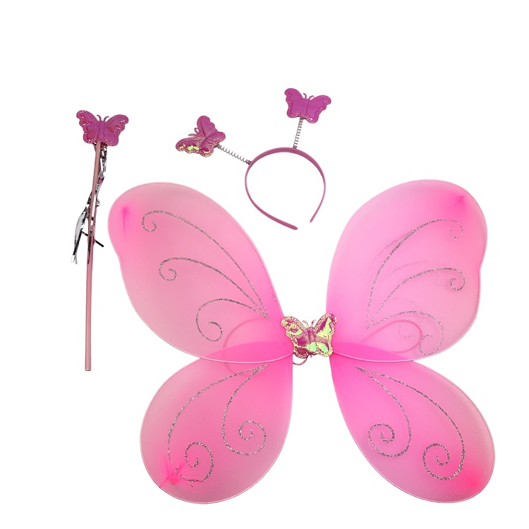 Комплект Фея, розовый: крылья, волшебная палочка, ободок/Сф