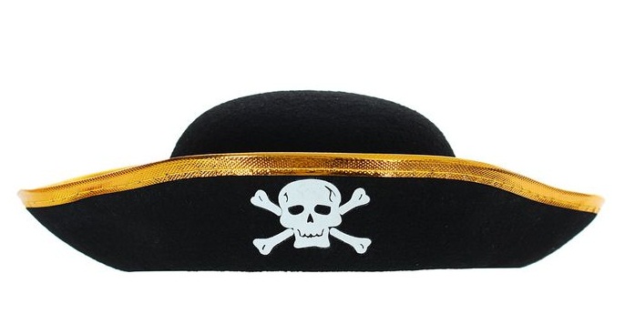 Шляпа пиратская, детская, золотистая каемка, р-р50/Сл