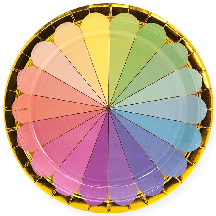 Тарелки бумажные Радужный спектр, Золото, Металлик, 7"/18 см, 6 шт.