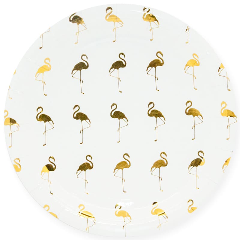 Тарелки бумажные Золотой Фламинго, Белый, 9"/23 см, 6 шт./ДБ
