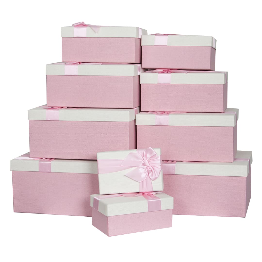 Набор коробок Идеальный подарок, Белый/Розовый, 36,4*28,2*16,5 см, 10 шт. /ДБ