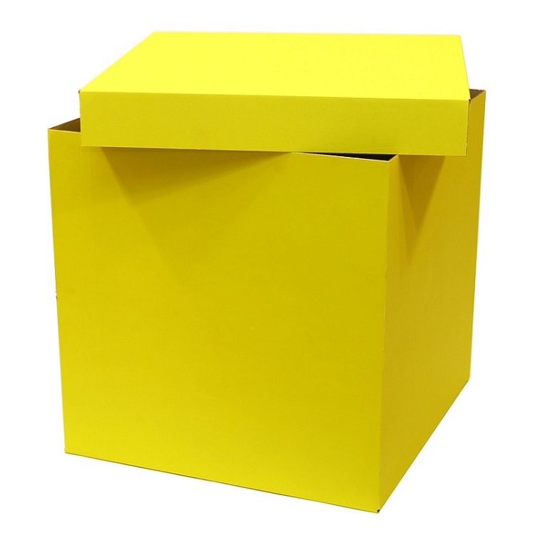 Коробка сюрприз для воздушных шаров, Желтая, 60*60*60 см, 1 шт.