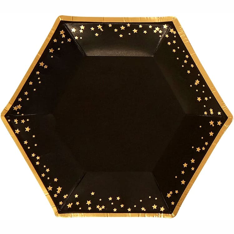 Тарелка бумажная Гламур Black & Gold, 20 см. 8 шт.